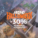 box de sushi con promoción de halloween
