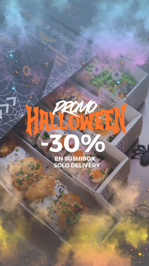 box de sushi con promoción de halloween