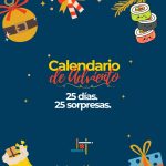 Calendario de Adviento Sudoki con diseño navideño y elementos festivos; anuncio de 25 días y 25 sorpresas en un estilo japonés fusión latina.
